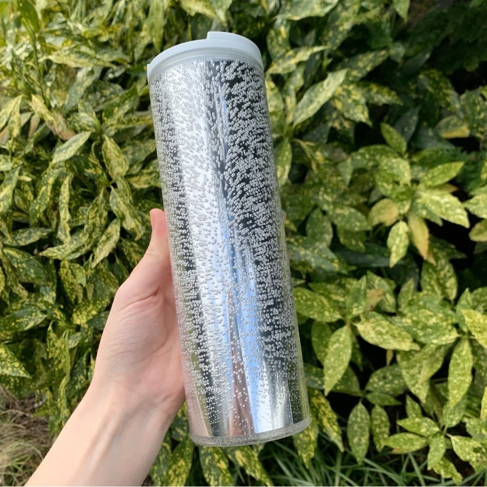 Silver Starbucks 2020 Christmas Holiday Champagne Bubble Design Hot Cup Tumbler